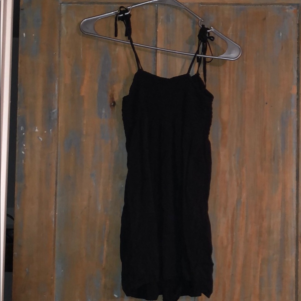 Urban Outfitters black tie strap smocked romper